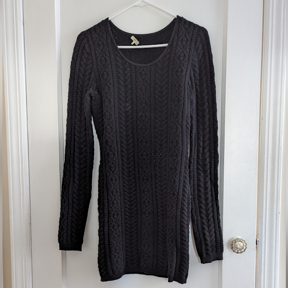Black bodycon sweater dress